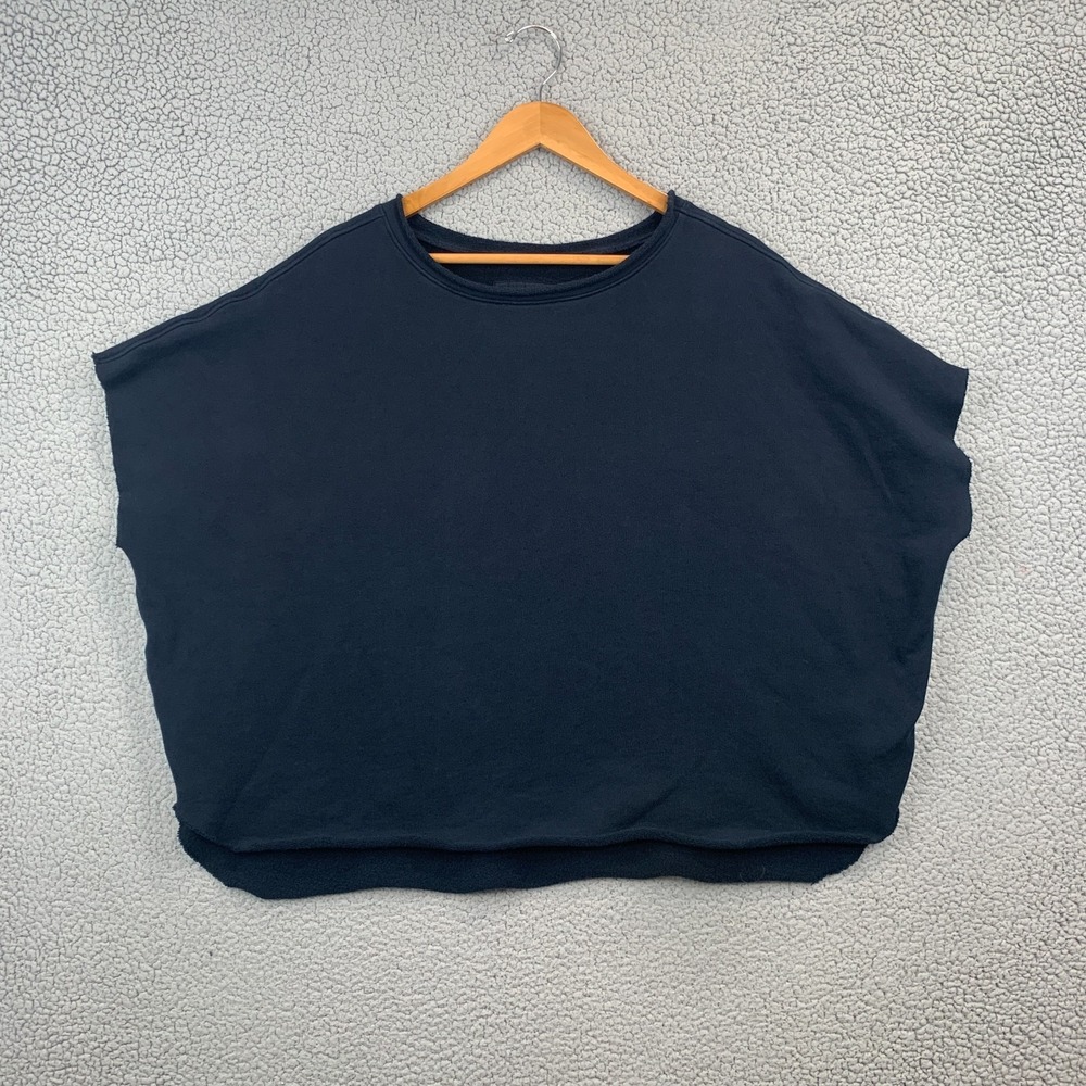 Frank & Eileen Black Original Capelet Triple Fleece Cropped Sweatshirt O/S $208